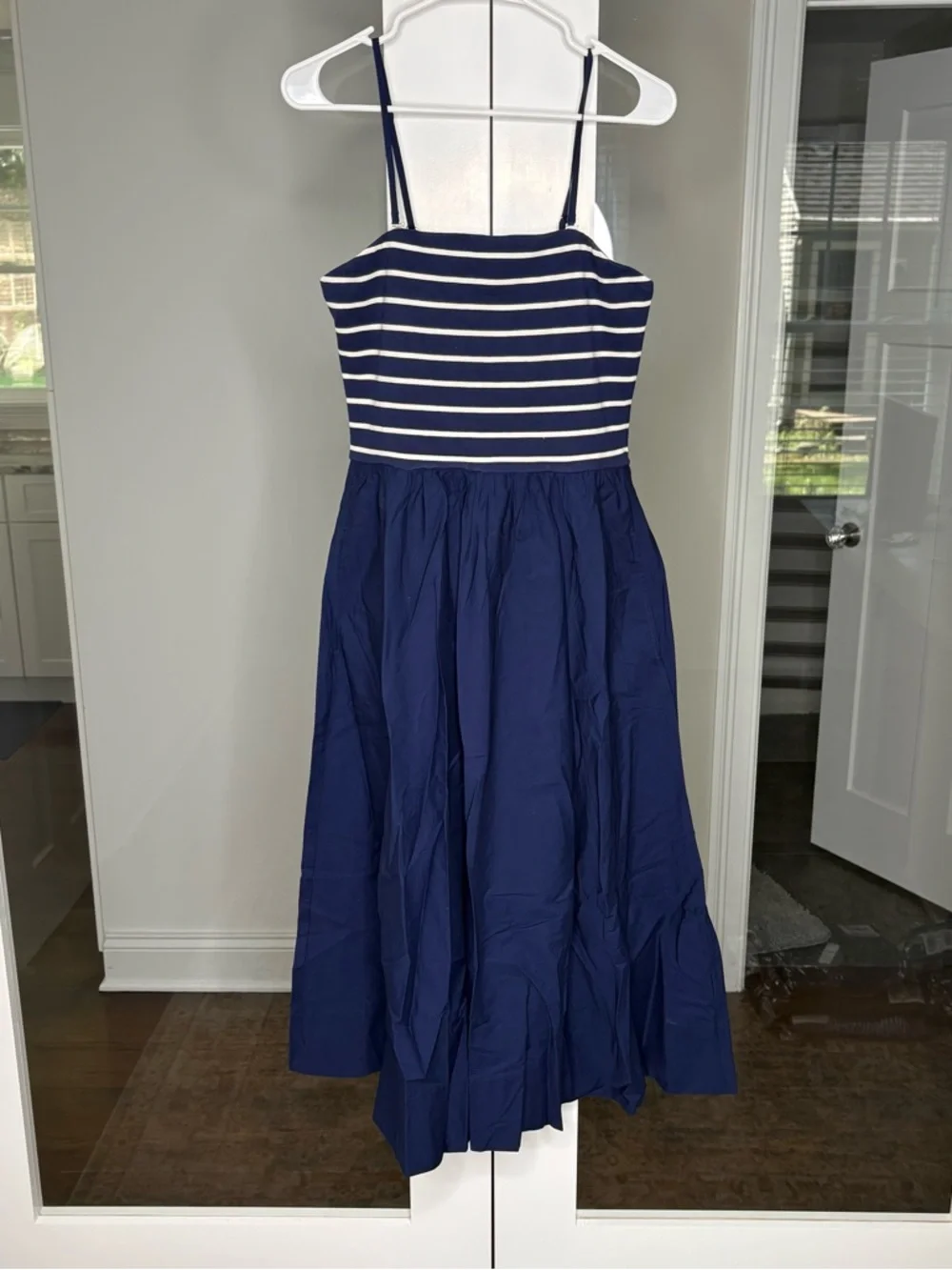 NWT J. Crew Mixed-media Midi Dress Navy Blue